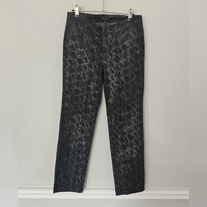 Lafayette 148 Jeans Womens 4 Pants Cropped Brown Metallic Slim Snakeskin Stretch